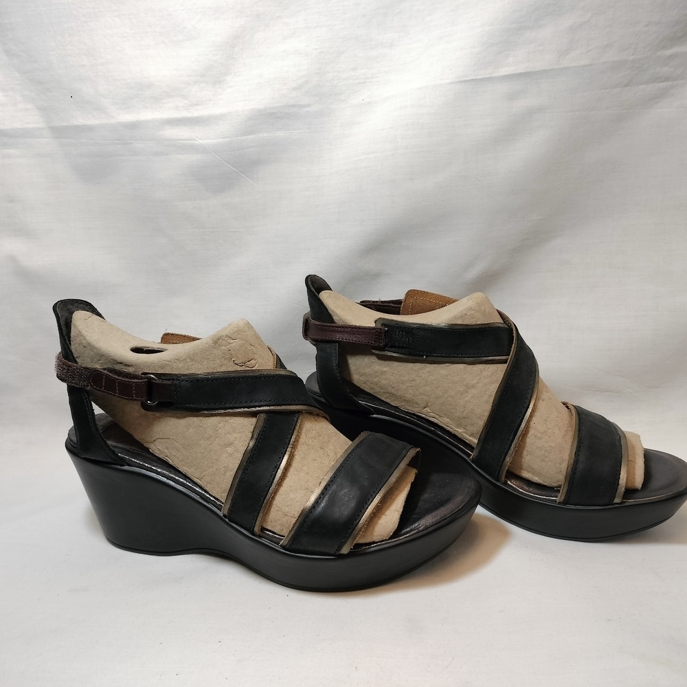 Naot Gesture Leather Strappy Wedge Sandals